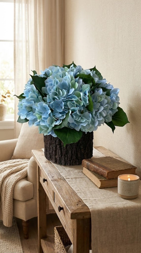 HORTENSIA HASTE 25CM AZUL/VERDE Cod: 3187-AV