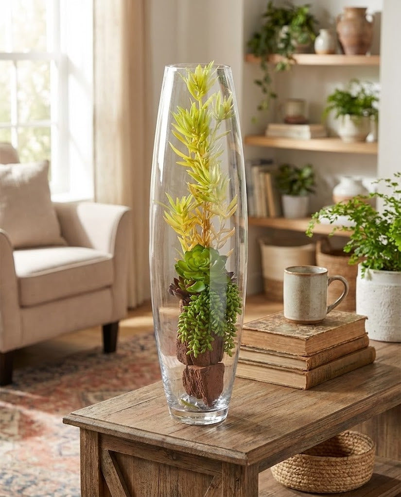 VASO VIDRO OVAL 8 x 8 x 50CM Cod: 8433*