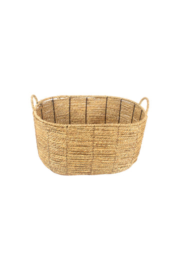 CESTO DE PALHA C/ALÇAS OVAL, GRANDE 49,5x36x26,5cm Cod: 8469G