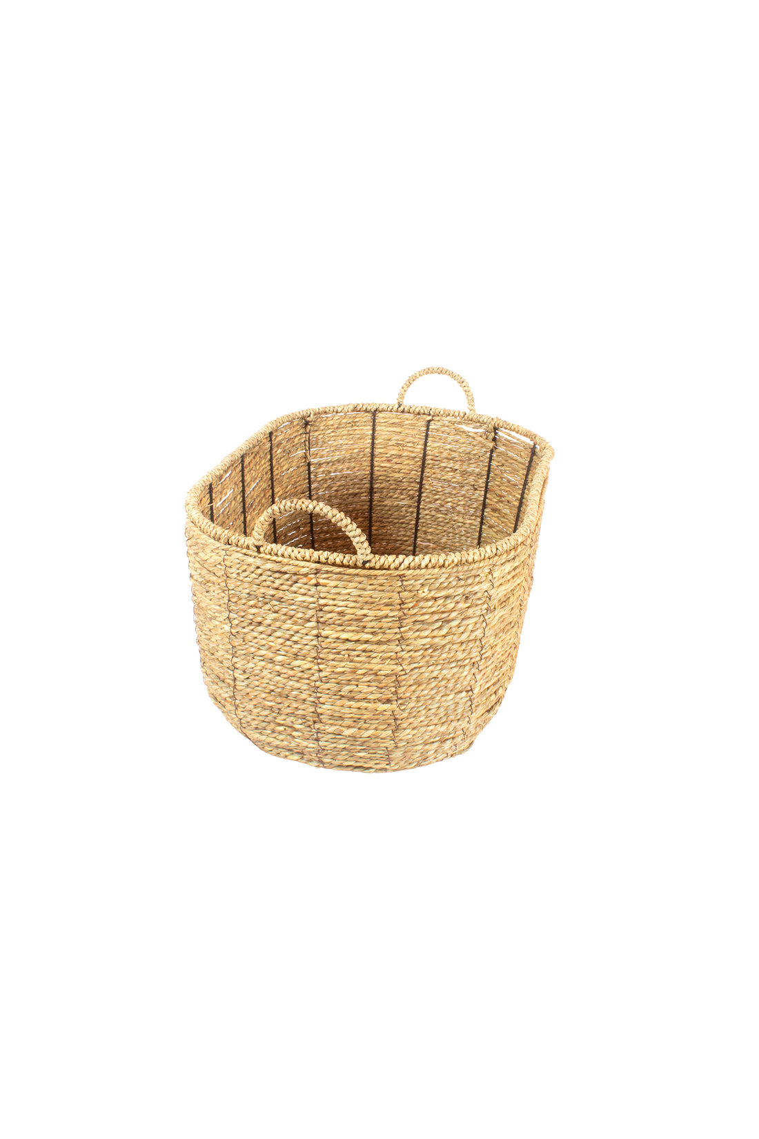 CESTO DE PALHA C/ALÇAS OVAL, GRANDE 49,5x36x26,5cm Cod: 8469G