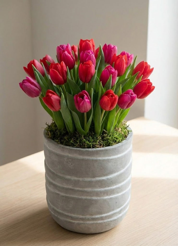 VASO CERÂMICA C/ RELÊVO 22CM  CINZA Cod: 8478