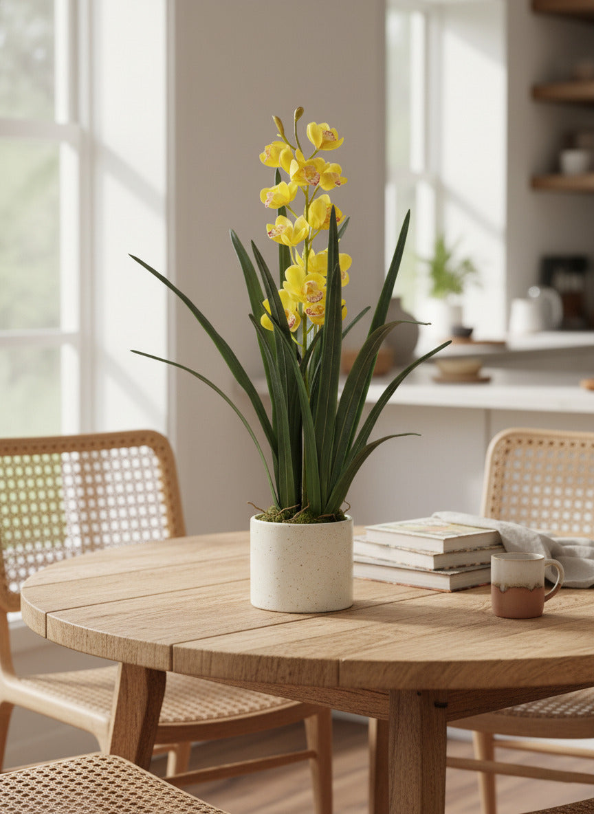 ORQ. CYMBIDIUM X1 AMARELO EM VPP 78CM Cod: A6525-AM