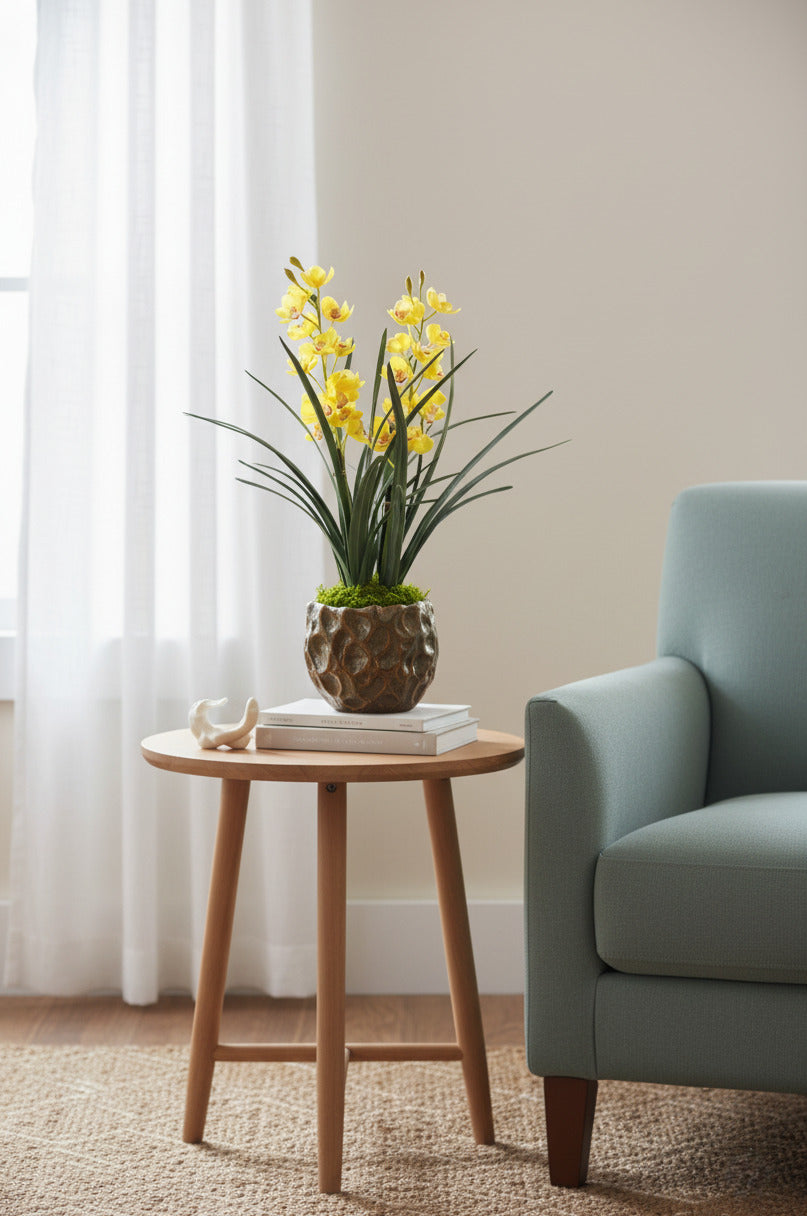 ORQ. CYMBIDIUM X2 AMARELO EM VPP 78CM Cod: A6526-AM