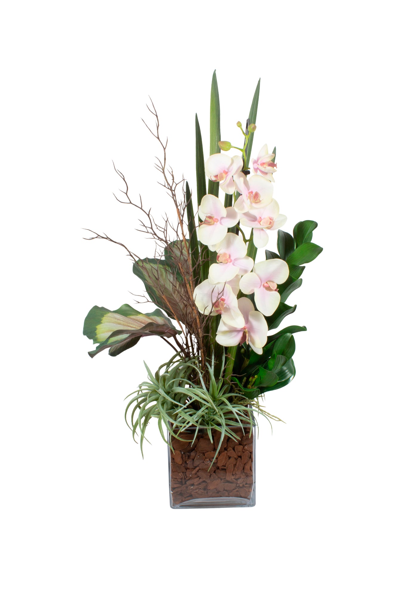 ORQ. PHALAENOPSIS ROSA EM VIDRO 90CM Cod: A6560