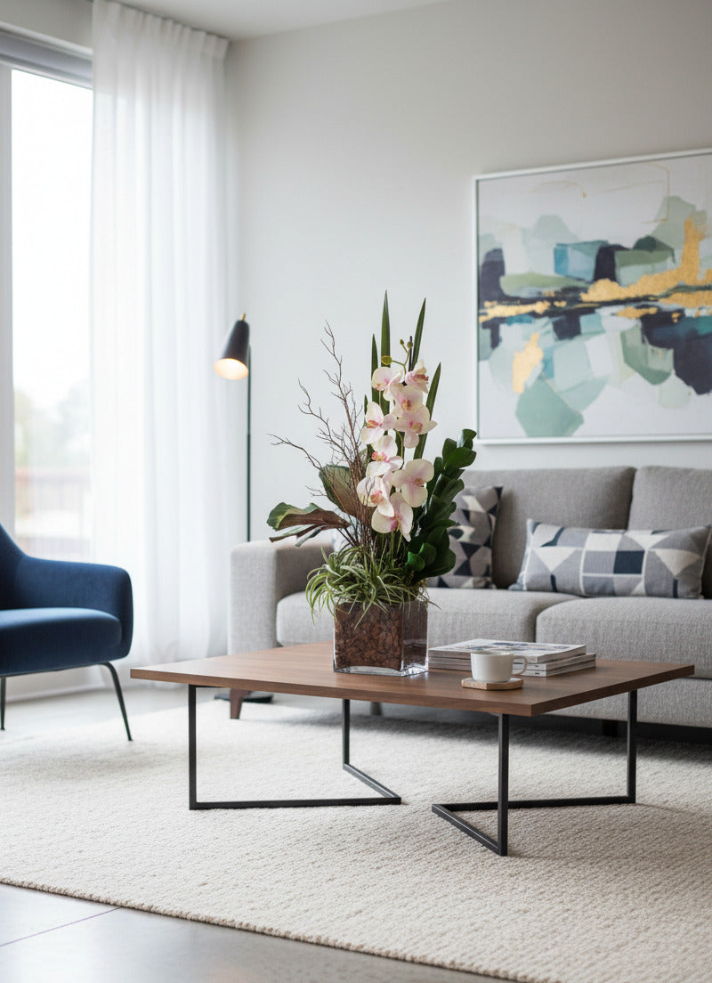 ORQ. PHALAENOPSIS ROSA EM VIDRO 90CM Cod: A6560