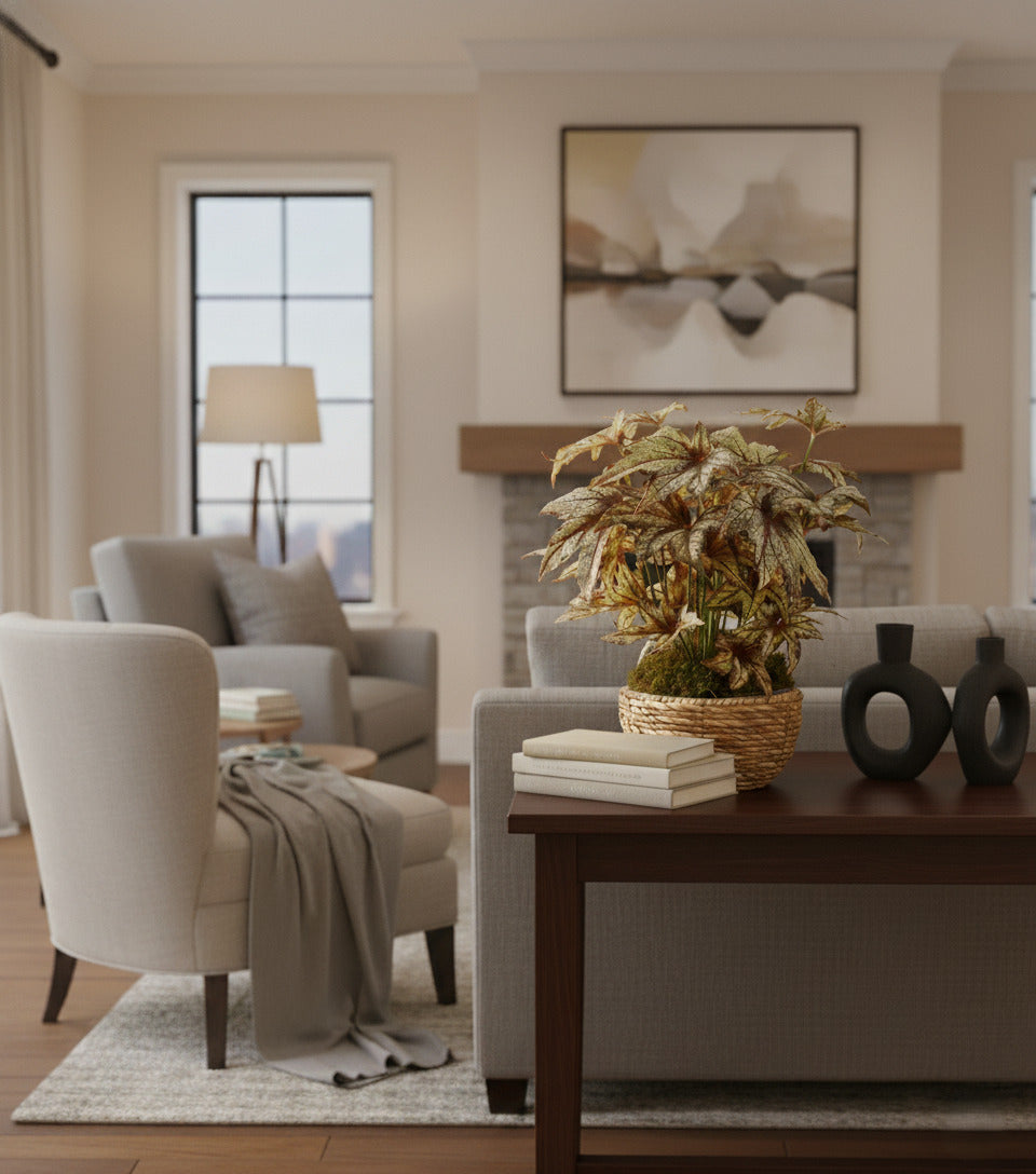 FOLHAGEM BEGONIA ASA DE MORCEGO X4 NO CAHEPOT 45CM Cod: A6603