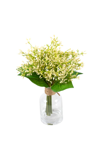 BERRIES BRANCAS E FLS EM VIDRO 20CM Cod: A6701