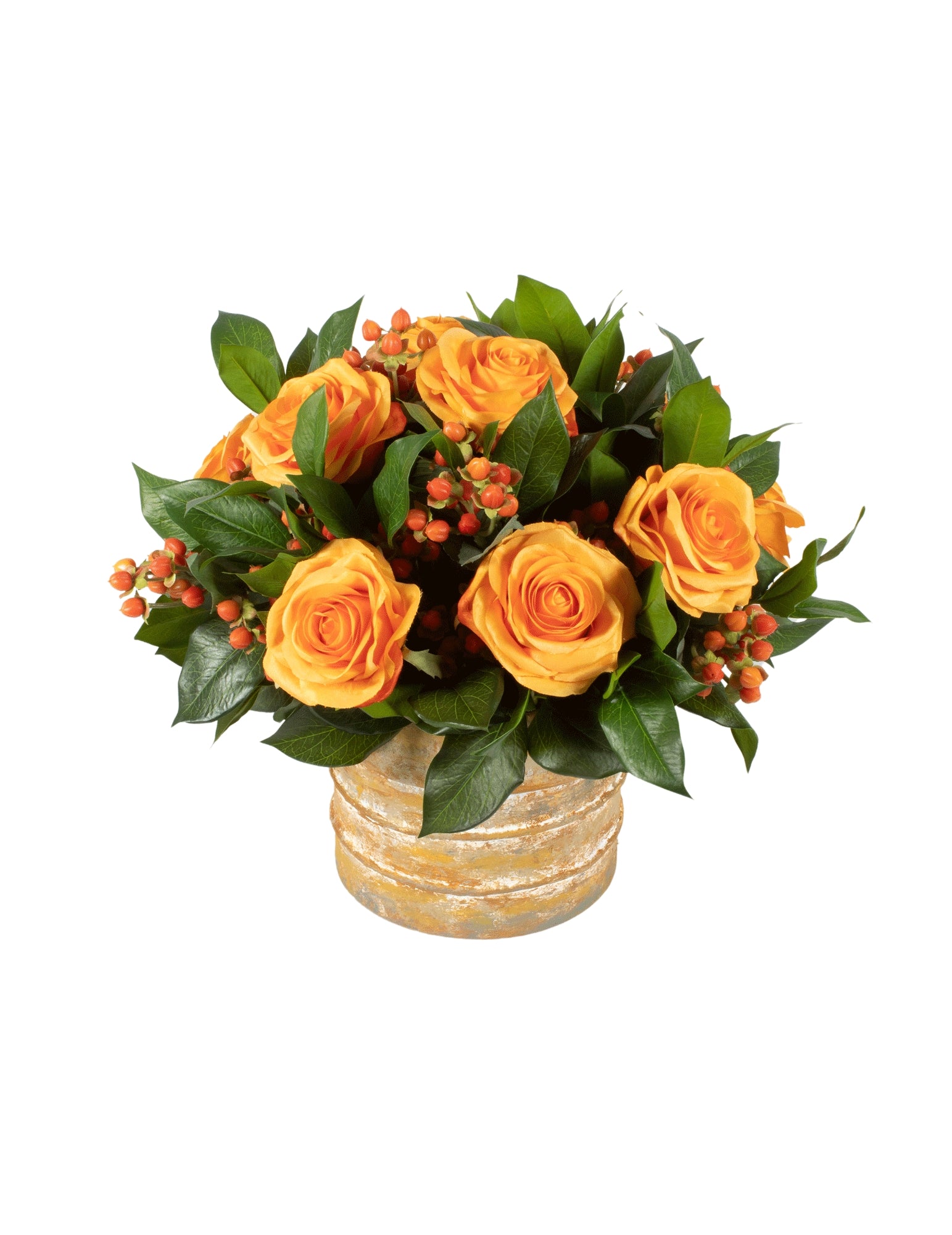 ROSAS E HYPERICUM LA EM CERAMICA 35CM Cod: A6716