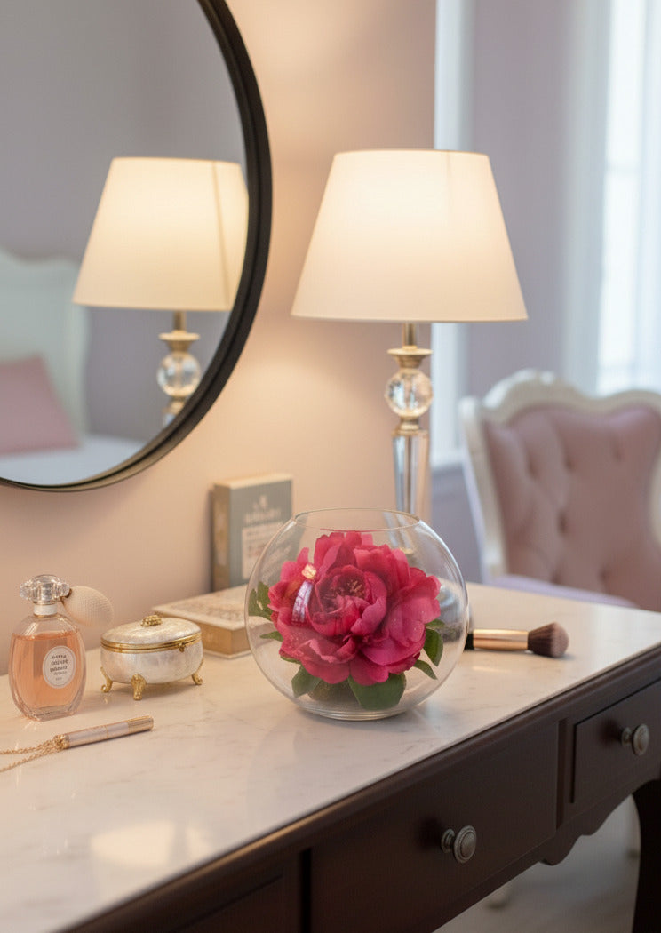 PEONIA REAL EM VIDRO 18 CM Cod: A6777