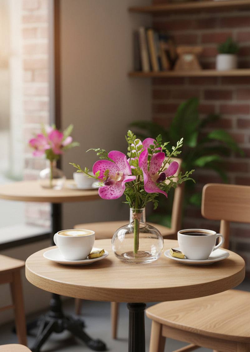 ORQ. E SAMAMBAIAS EM VIDRO KIT C/5 LV 20 CM Cod: A6795-LV