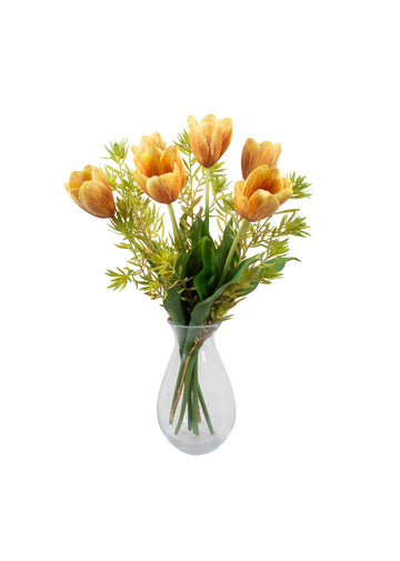 TULIPAS E FOLHAGENS EM VIDRO 65CM Cod: A6893