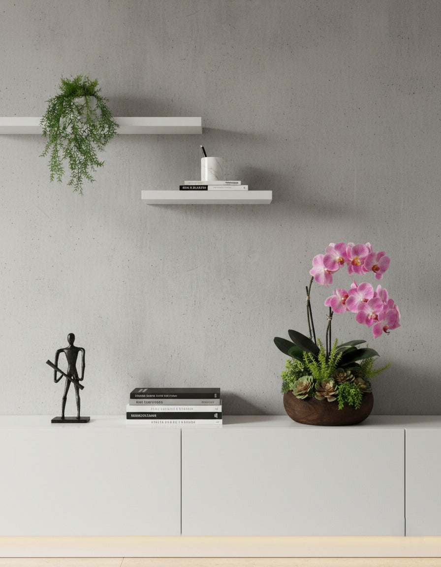 JARDIM DE SUCULENTAS C/ ORQ. PHALAENOPSIS 63CM Cod: A6906