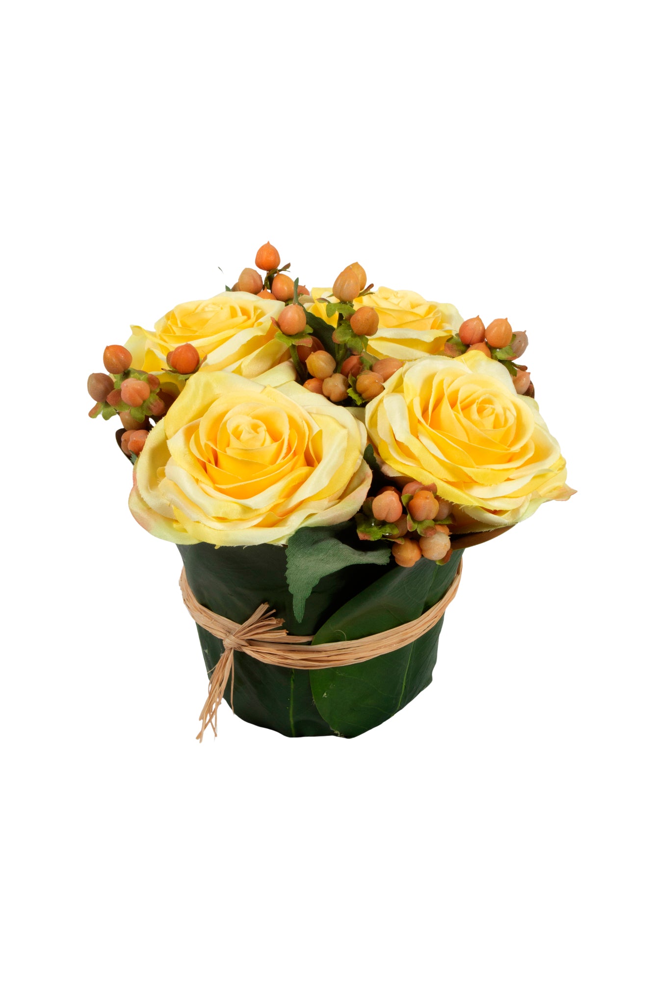 ROSAS AM EM CACHEPOT DE FOLHAS, 20CM Cod: A6928