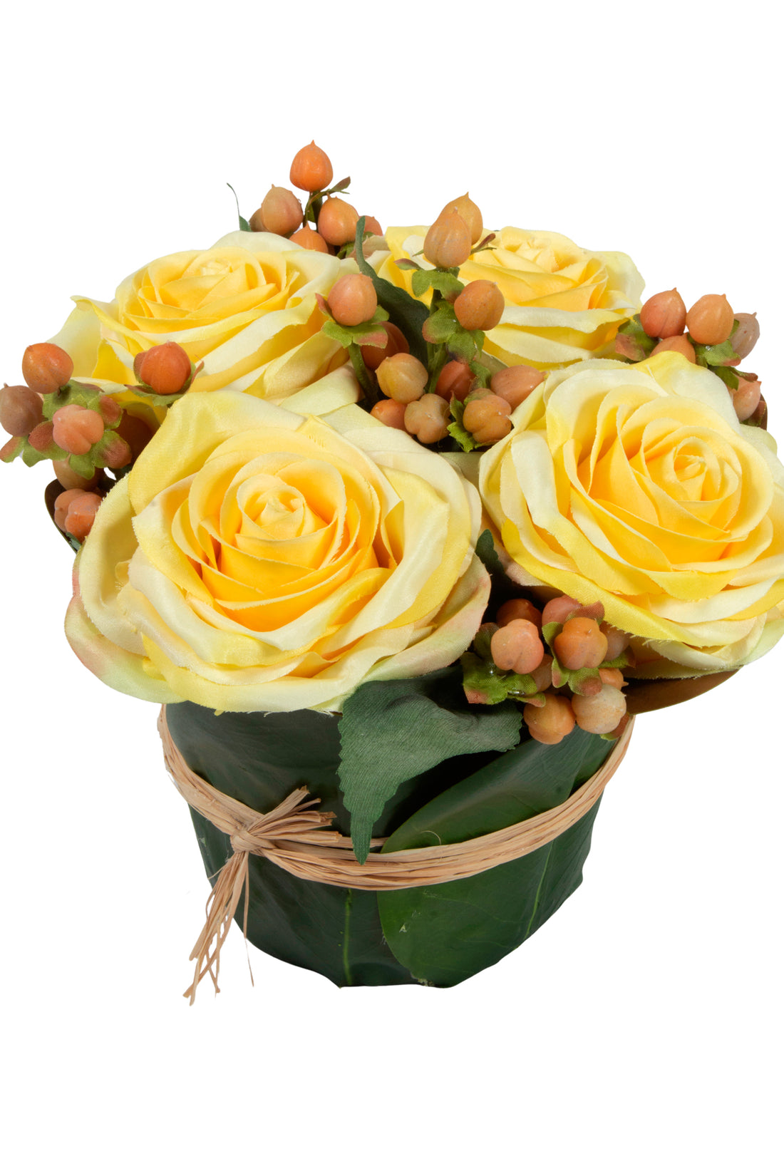 ROSAS AM EM CACHEPOT DE FOLHAS, 20CM Cod: A6928