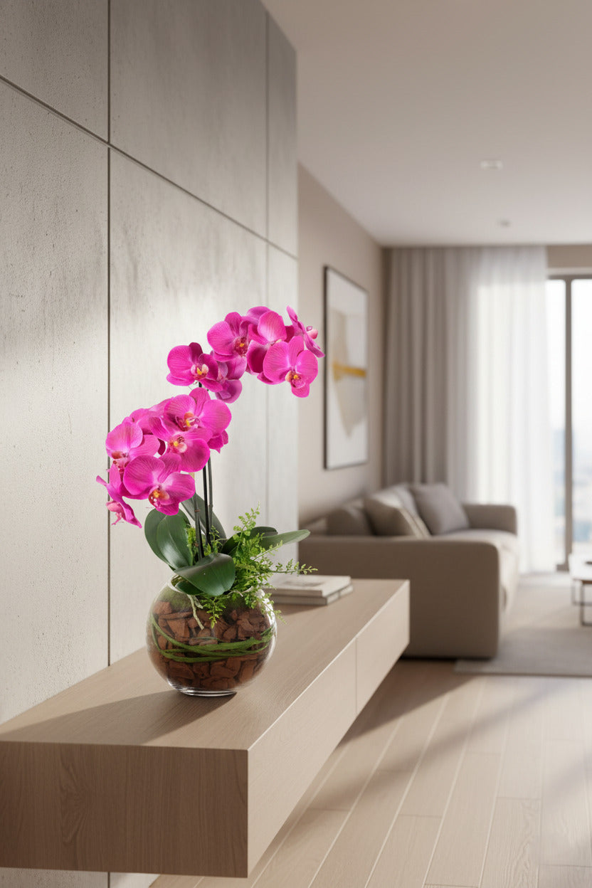 ORQ. PHALAENOPSIS FU EM VIDRO 73CM Cod: A6944