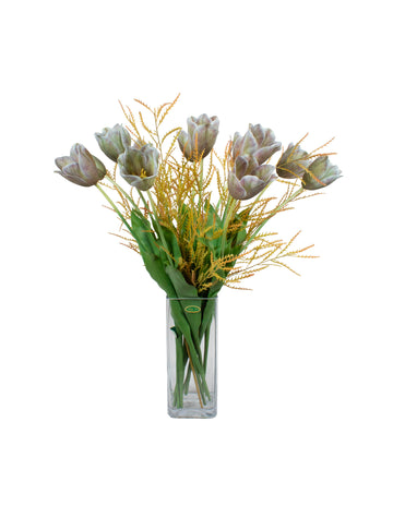 TULIPAS ROXAS EM VIDRO 73CM Cod: A7001