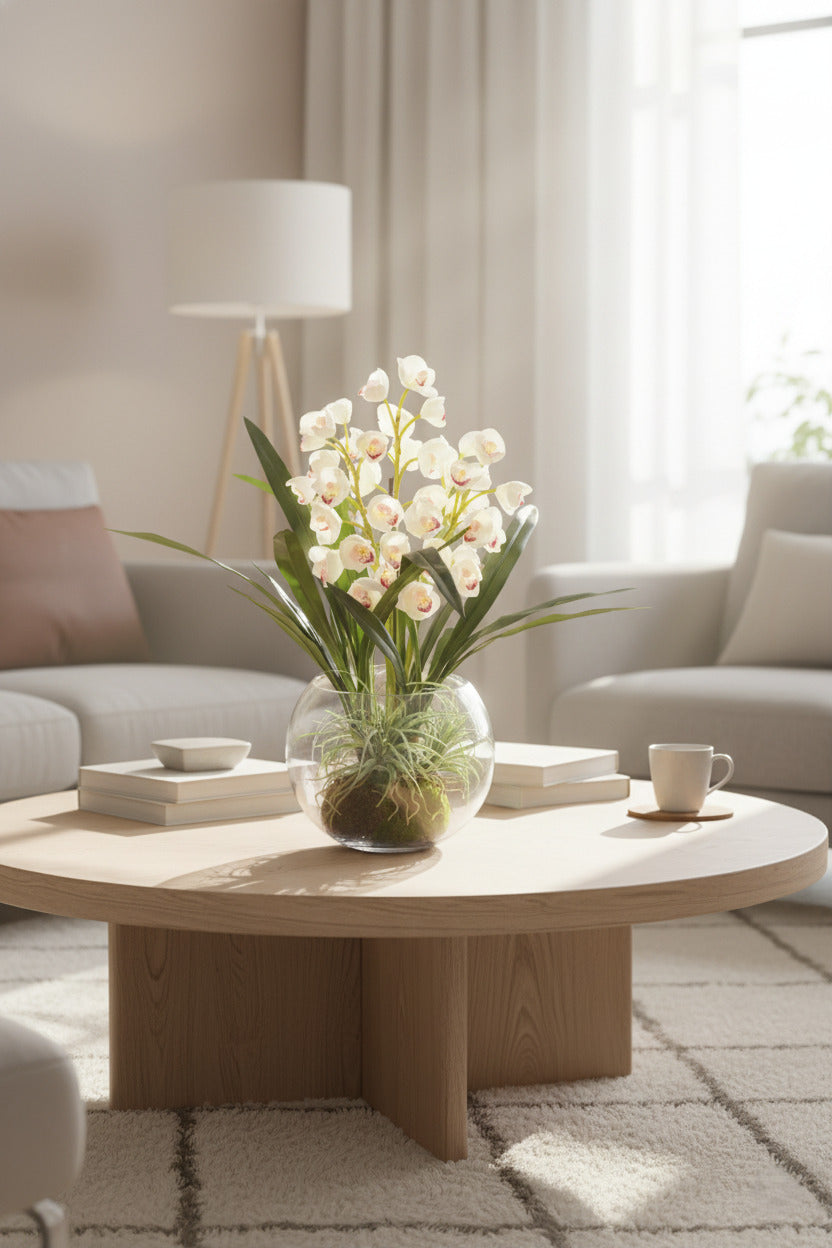 ORQ. CYMBIDIUM BR TN X10 EM VIDRO AQUARIO 70CM Cod: A7003