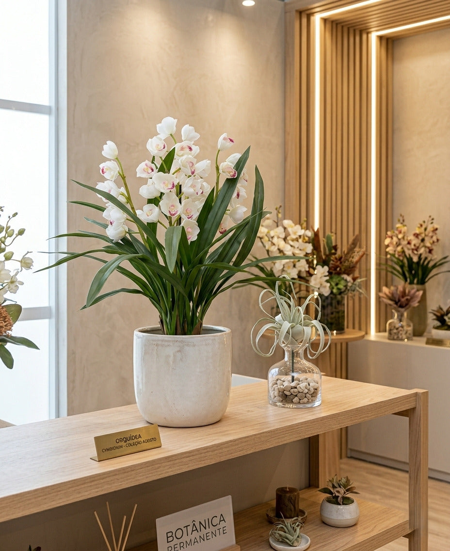 ORQ. CYMBIDIUM BR TN X5 EM POTE PVC 70CM Cod: A7003