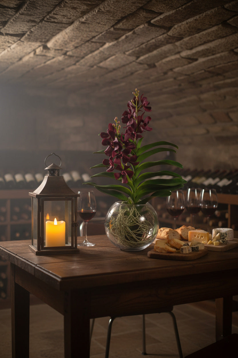 ORQ. VANDA VINHO EM VIDRO AQUARIO 58CM Cod: A7006