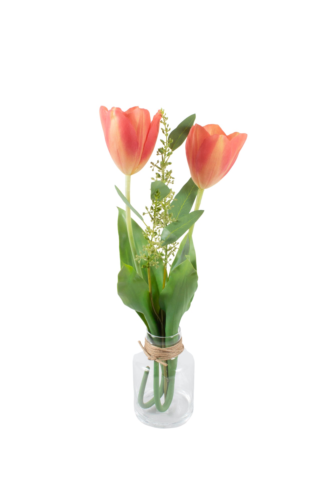 TULIPAS VM C/ EUCALIPTO EM VIDRO 48CM Cod: A7044