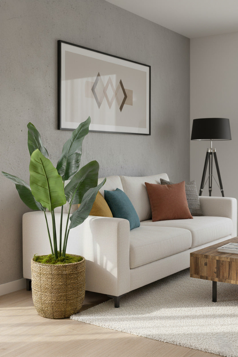 FOLHAGENS DE HELICONIA X6 EM POTE PVC, 125CM Cod: A7067