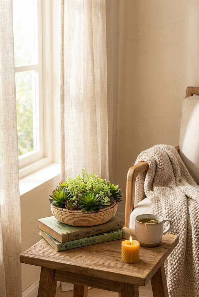 JARDIM DE SUCULENTAS EM CESTO, 17CM DIAM Cod: A7081