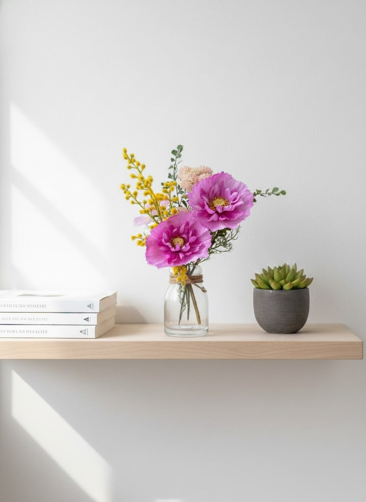 FLORES DO CAMPO EM VIDRO, 33CM Cod: A7090