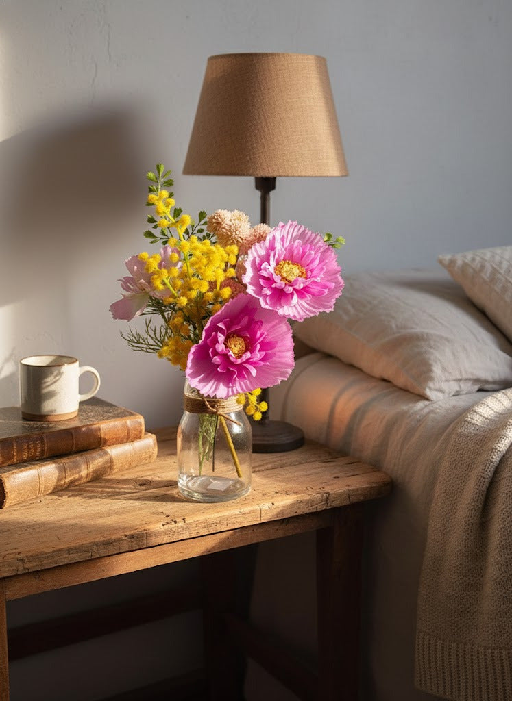 FLORES DO CAMPO EM VIDRO, 33CM Cod: A7090