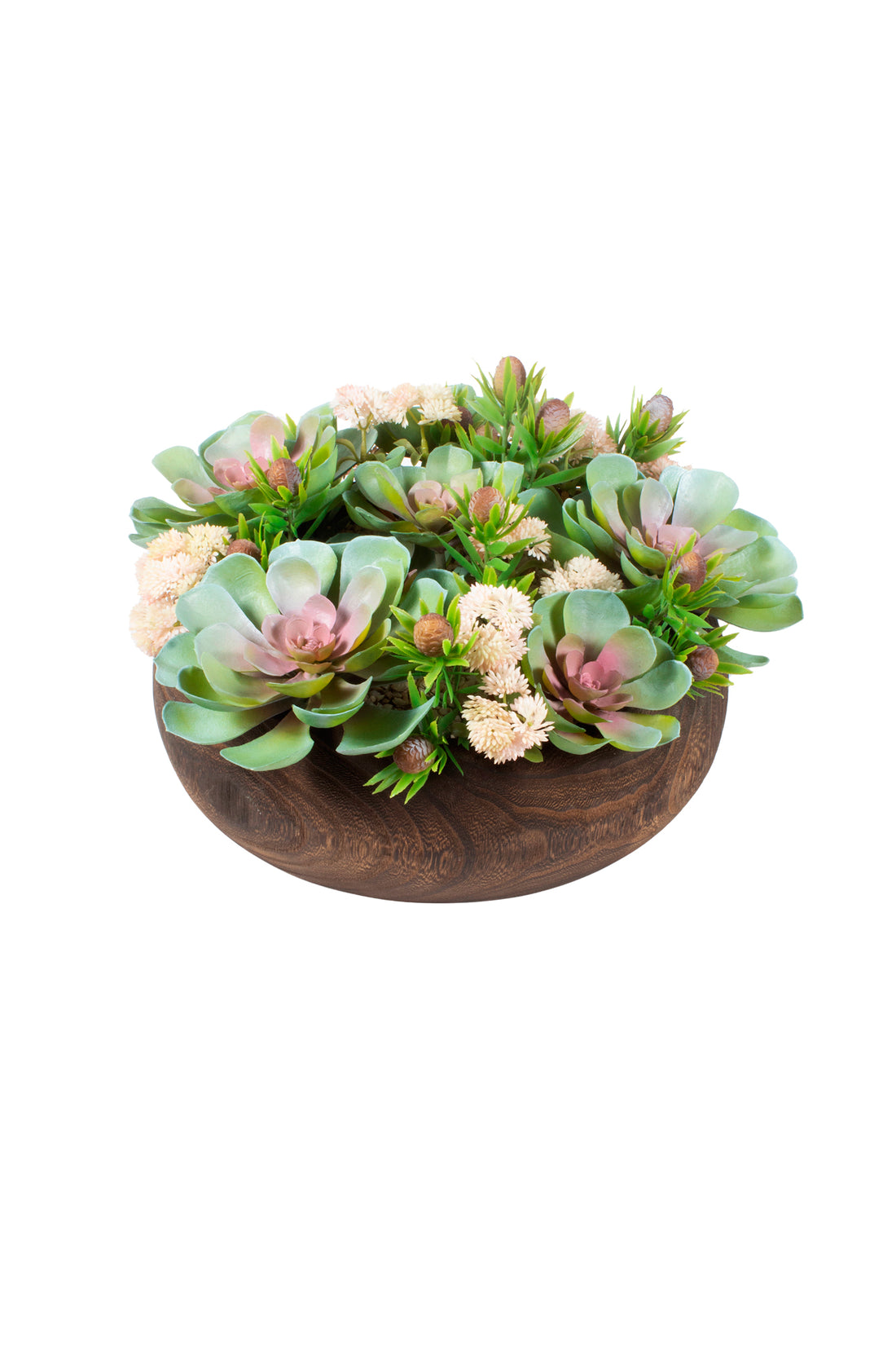 JARDIM DE SUCULENTAS EM CACHEPOT/MADEIRA, 40CM DIAM. Cod: A7095
