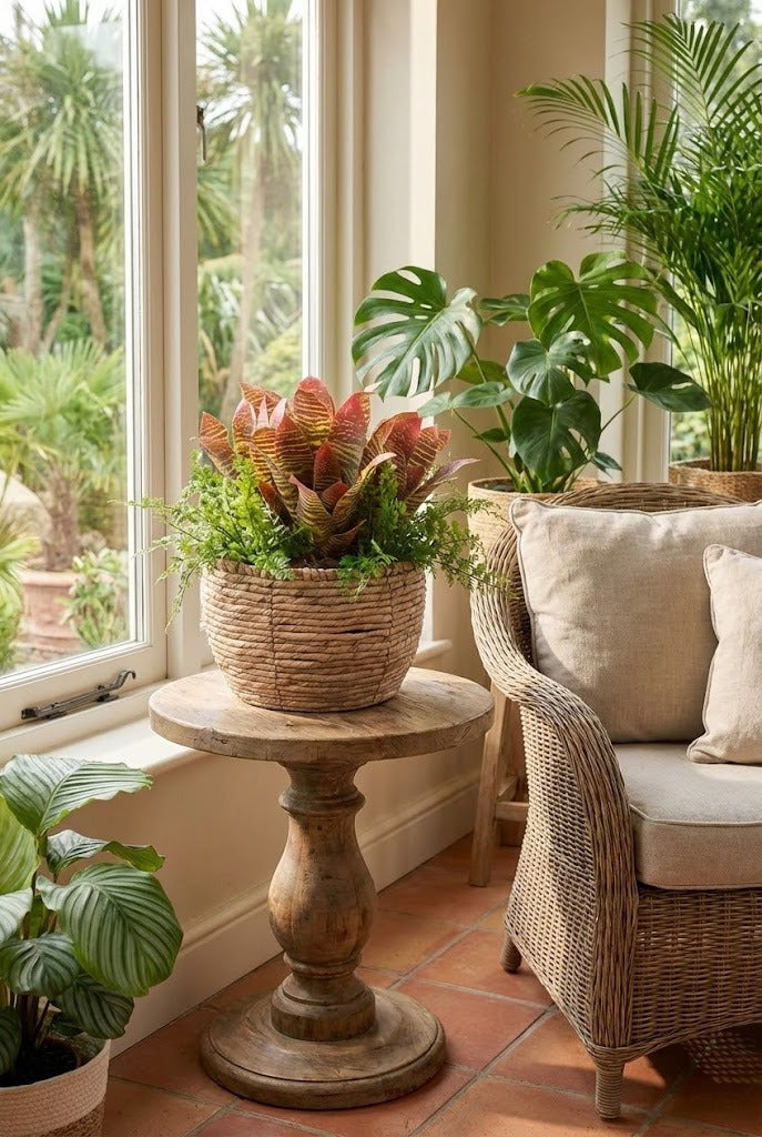 BROMELIAS VI/SAMAMBAIAS EM CACHEPOT, 40CM Cod: A7113