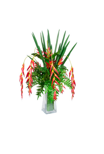 HELICONIAS PENDENTES EM VIDRO, 105CM Cod: A7119