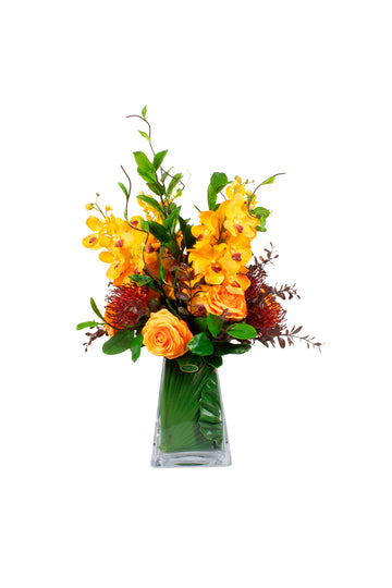 MISTO VANDAS/ROSAS/PROTEAS EM VIDRO, 65CM Cod: A7120