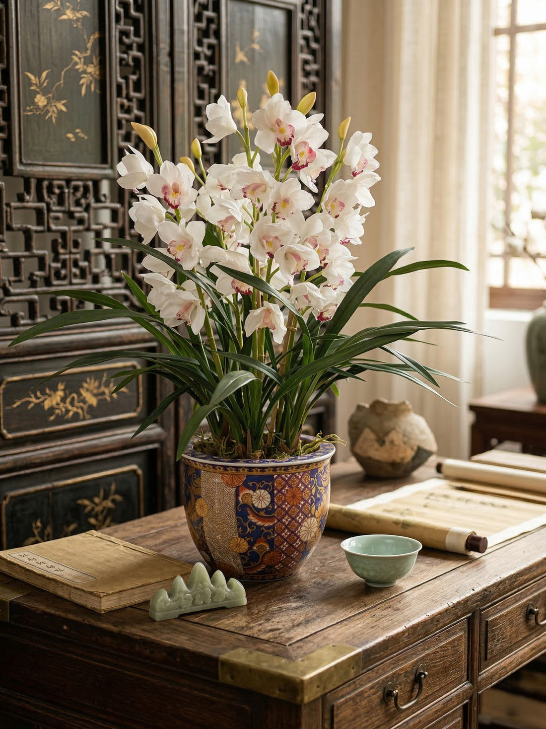 ORQ. CYMBIDIUM NO VASO VPP, 85CM Cod: A7136