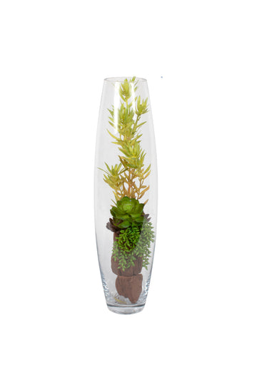 JARDIM DE SUCULENTAS EM VIDRO OVAL 50CM Cod: A7138
