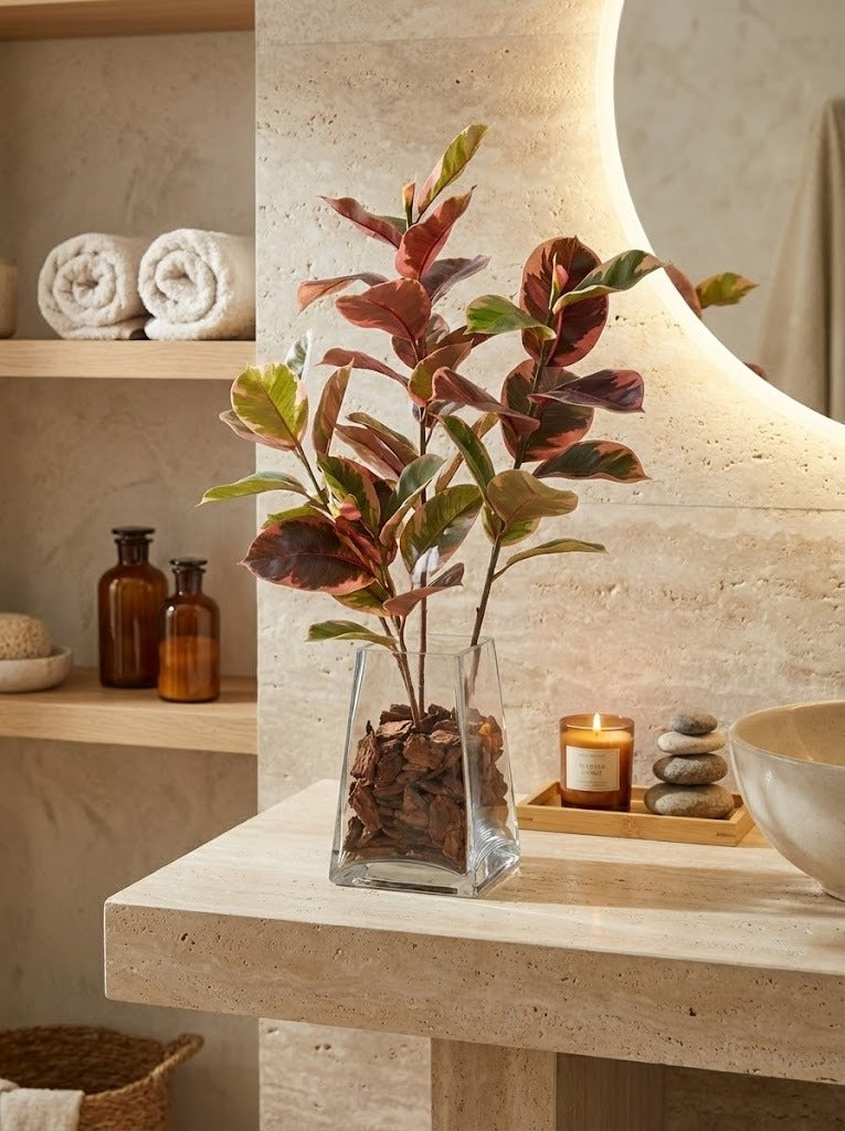 FICUS ELASTICA TINEKE RUBI EM VIDRO TRAPEZIO 75CM Cod: A7139