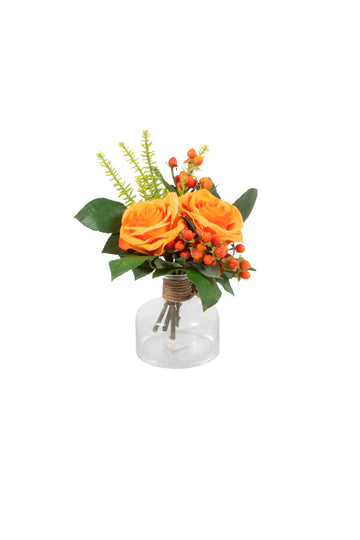 ROSAS LA/HYPERICUM NO VIDRO GARRAFA, 25CM Cod: A7141