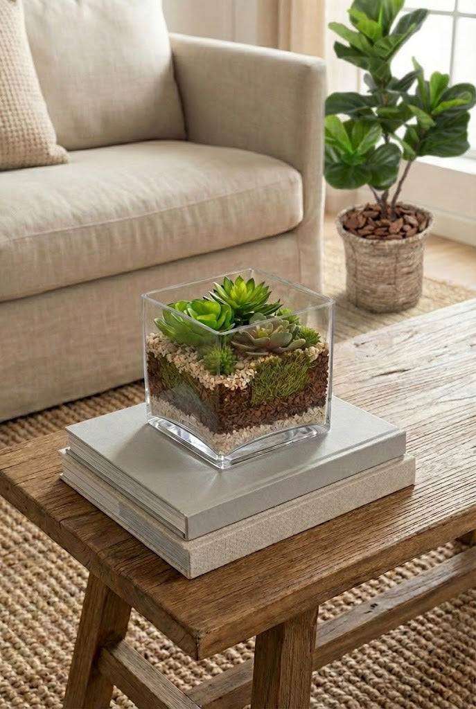 VASO VIDRO CUBO 18 x 18 x 18CM Cod: 8442