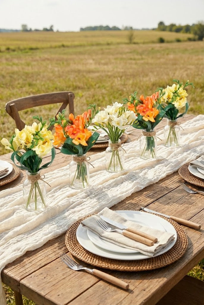 FRESIA GALHO 5FL/6BOT 60CM CREME Cod: 3107-CR