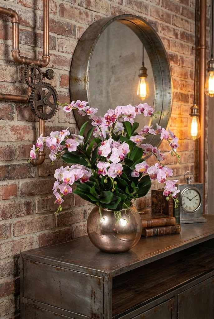 ORQ. PHALAENOPSIS PK EM VIDRO ESPELHADO 65CM Cod: A7169