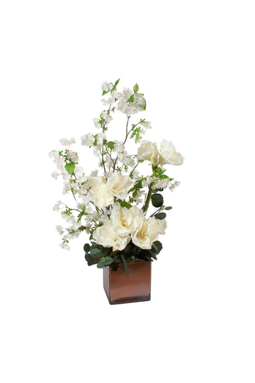 AMARYLIS/FLORES DE MAÇÃ EM VIDRO COBRE  64CM Cod: A7170