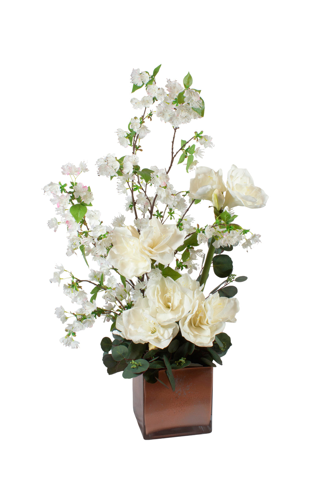 AMARYLIS/FLORES DE MAÇÃ EM VIDRO COBRE  64CM Cod: A7170