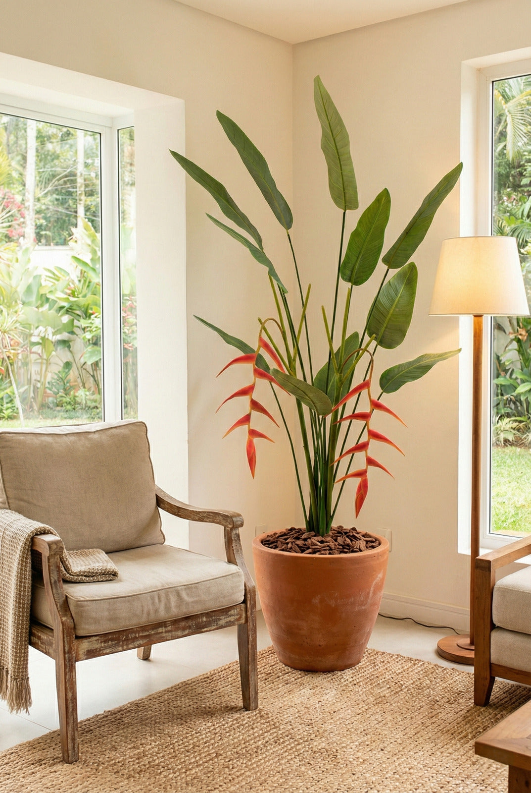 TROPICAL DE HELICONIAS EM POTE PVC 188CM Cod: A7177