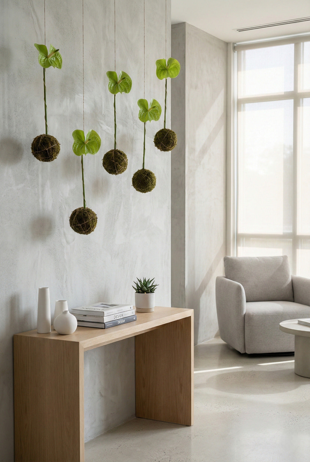 KOKEDAMA ANTURIO VERDE, 56CM Cod: A7195