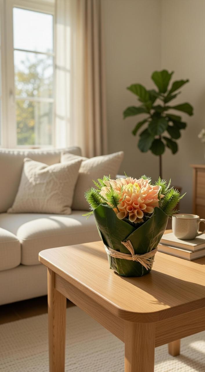 DALIA PE EM CACH. DE FOLHAS, 15CM Cod: A7246