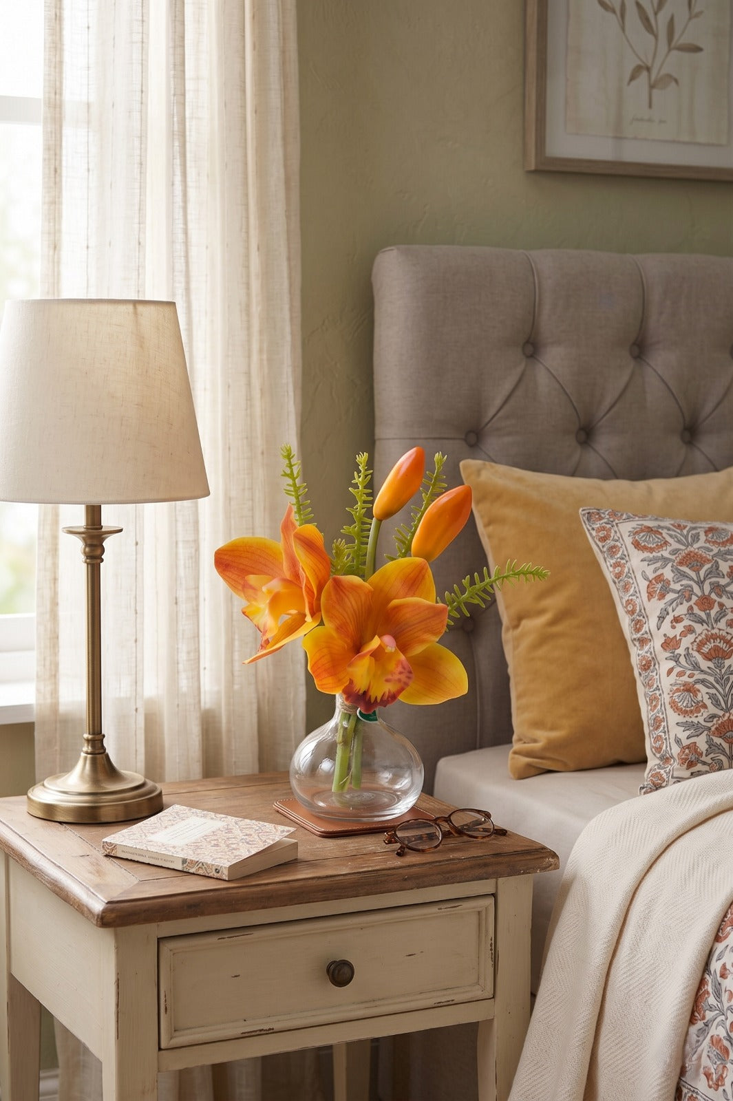 ORQ. CYMBIDIUM TE X2 EM VIDRO, 20CM Cod: A7251TE
