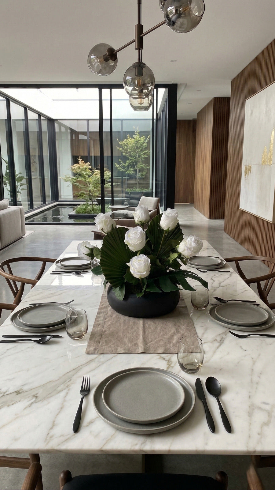 TROPICAL COM ROSAS BR EM CACHEPOT, 45CM Cod: A7253