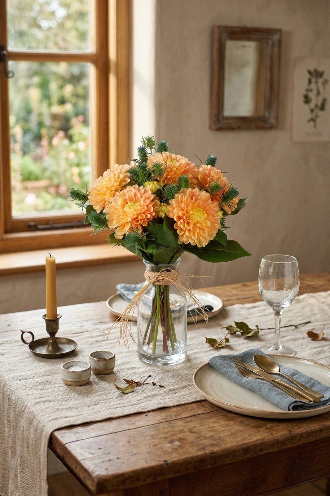 DALIAS C/ AZEVINHO EM VIDRO, 45CM Cod: A7254