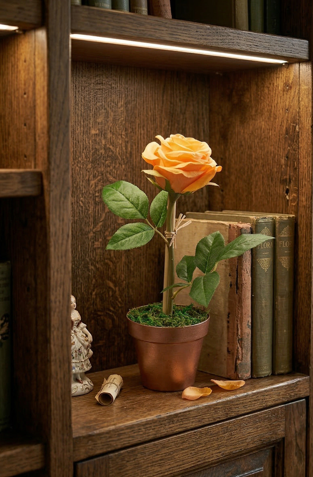 ROSA LA EM VASINHO COBRE, 30CM Cod: A7262