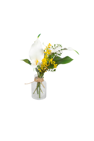 COPOS DE LEITE C/ FOLHAGENS EM VIDRO, 38CM Cod: A7271