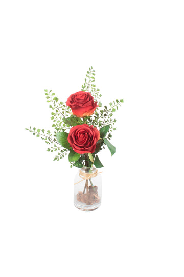 ROSAS VM C/ AVENCAS EM VIDRO, 48CM Cod: A7273